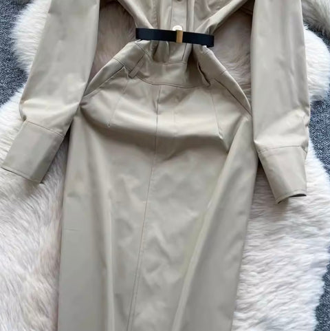 Simple Design Shirt Dress with Belt