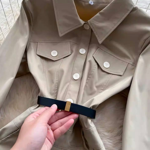 Simple Design Shirt Dress with Belt
