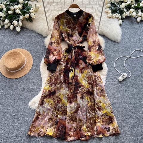 French Style Floral Print Dress