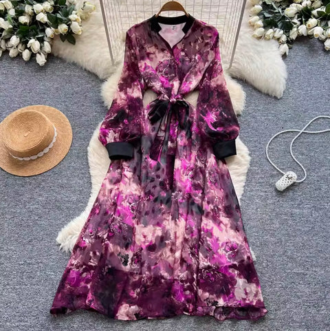 French Style Floral Print Dress