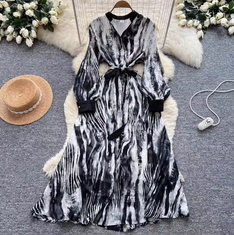 French Style Floral Print Dress