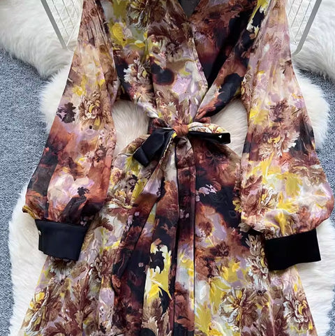 French Style Floral Print Dress