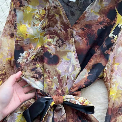 French Style Floral Print Dress