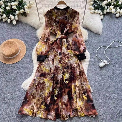 French Style Floral Print Dress