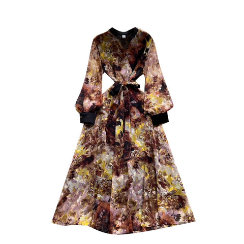 French Style Floral Print Dress