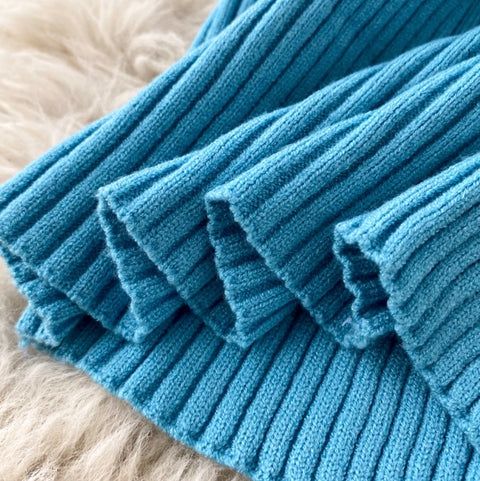 Turtleneck Stretchy Twisted-knit Dress