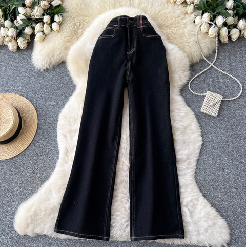 Korean Style Distressed Straight Jeans