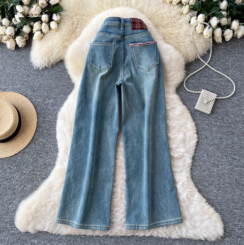 Korean Style Distressed Straight Jeans