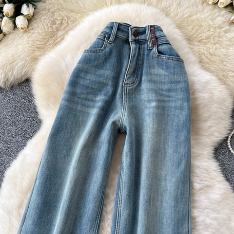 Korean Style Distressed Straight Jeans