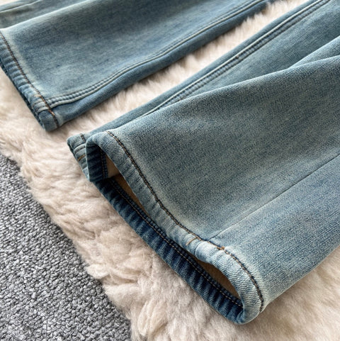 Korean Style Distressed Straight Jeans