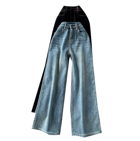 Korean Style Distressed Straight Jeans