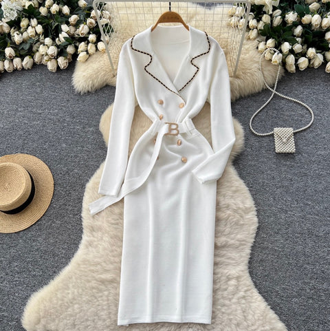 Double-breasted Tweed Cardigan Dress