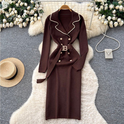 Double-breasted Tweed Cardigan Dress