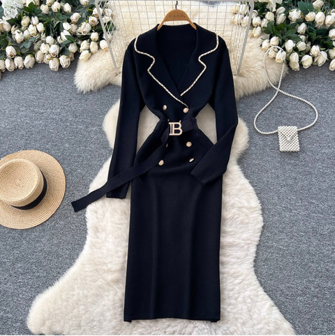 Double-breasted Tweed Cardigan Dress