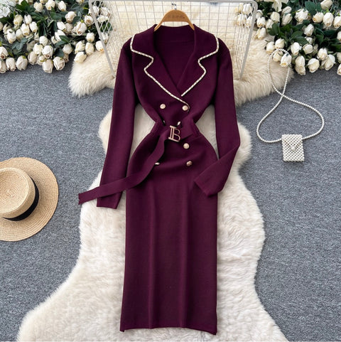Double-breasted Tweed Cardigan Dress