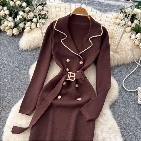 Double-breasted Tweed Cardigan Dress