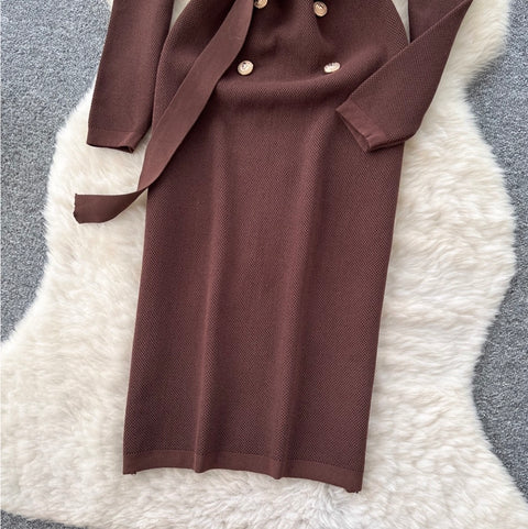 Double-breasted Tweed Cardigan Dress
