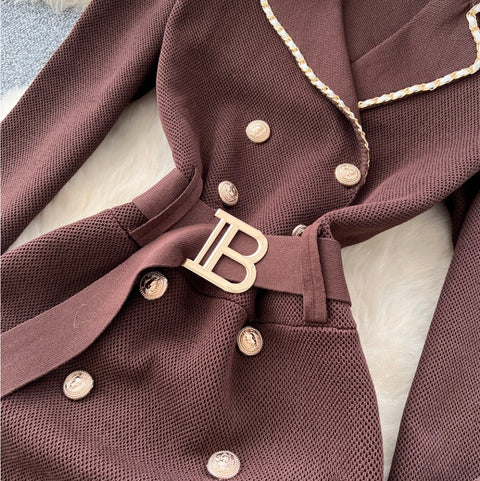 Double-breasted Tweed Cardigan Dress
