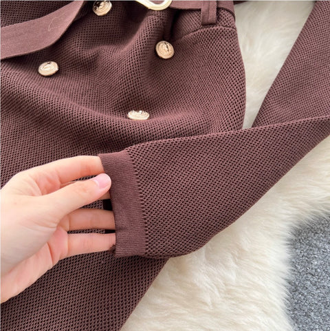 Double-breasted Tweed Cardigan Dress