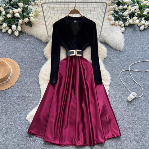 Premium Suede Patchwork Dress