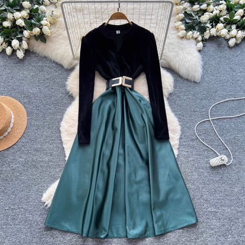 Premium Suede Patchwork Dress