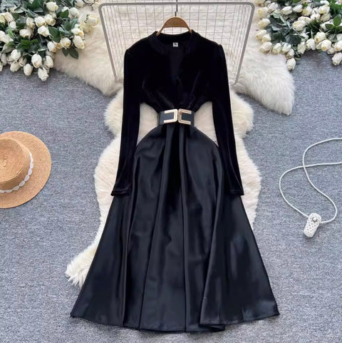 Premium Suede Patchwork Dress