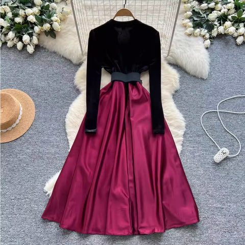 Premium Suede Patchwork Dress