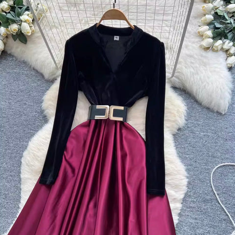Premium Suede Patchwork Dress