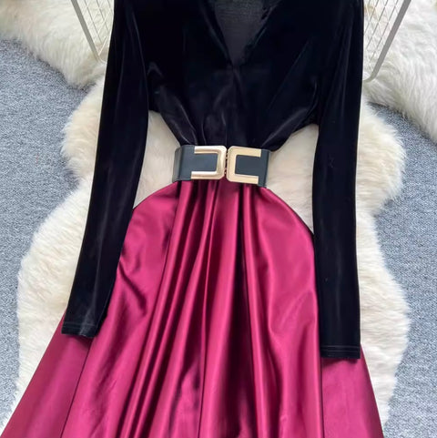 Premium Suede Patchwork Dress