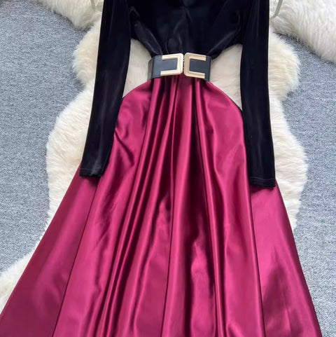 Premium Suede Patchwork Dress