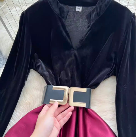 Premium Suede Patchwork Dress