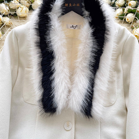 Black & White Furry Tweed Jacket