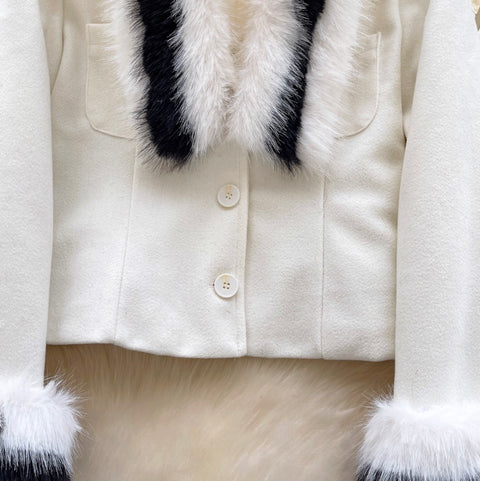Black & White Furry Tweed Jacket