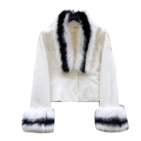Black & White Furry Tweed Jacket