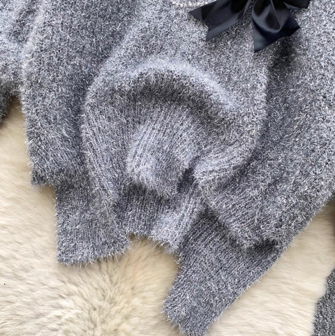 3D Bow Irregular Design Sweater