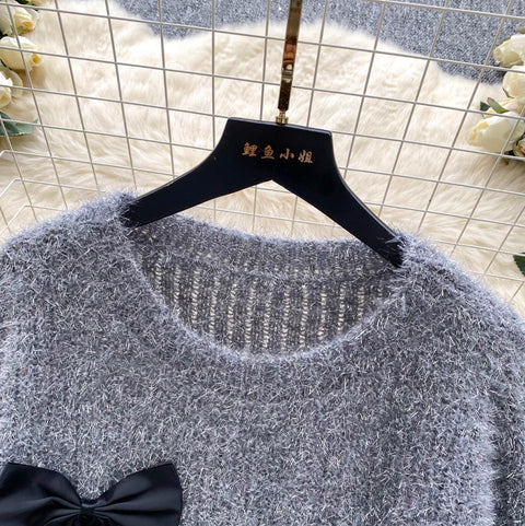3D Bow Irregular Design Sweater