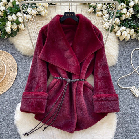 V-neck Lapeled Thermal Coat