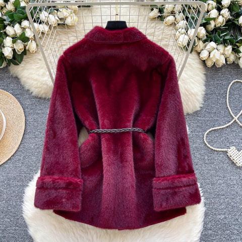 V-neck Lapeled Thermal Coat