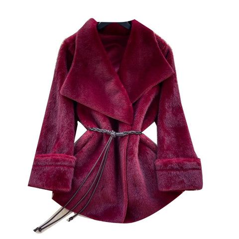 V-neck Lapeled Thermal Coat