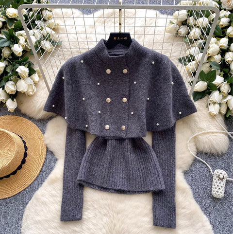 Vintage Beaded Cape & Sweater 2Pcs