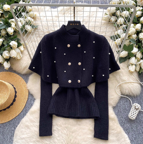 Vintage Beaded Cape & Sweater 2Pcs