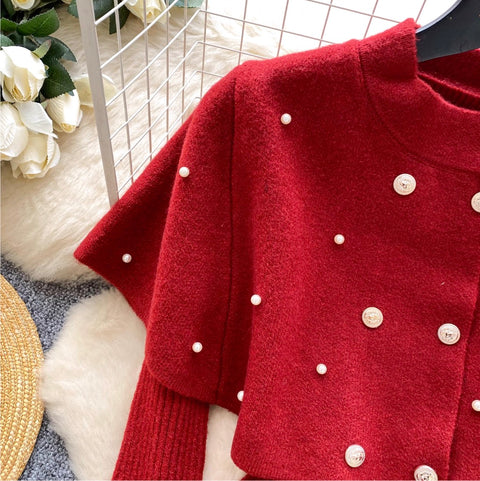 Vintage Beaded Cape & Sweater 2Pcs