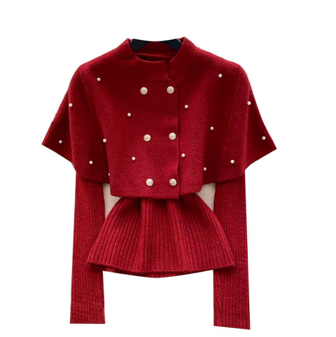 Vintage Beaded Cape & Sweater 2Pcs