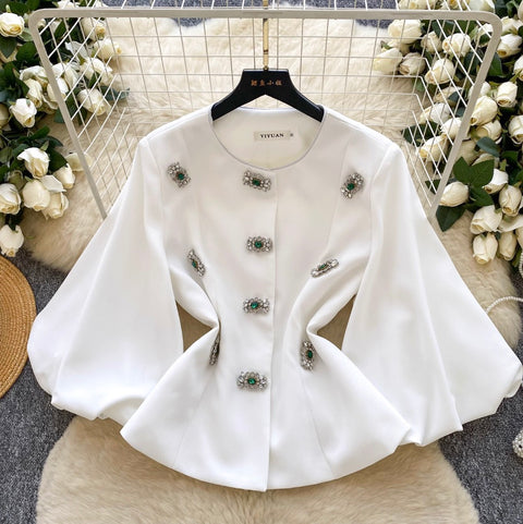 Rhinestone Studded French Style Blazer