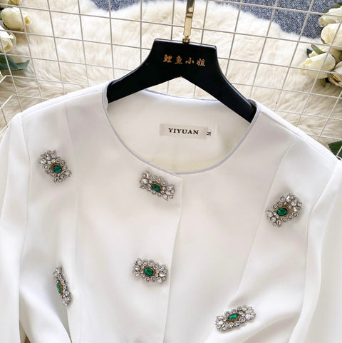 Rhinestone Studded French Style Blazer