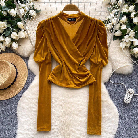 V-neck Halter Velvet Bottoming Top