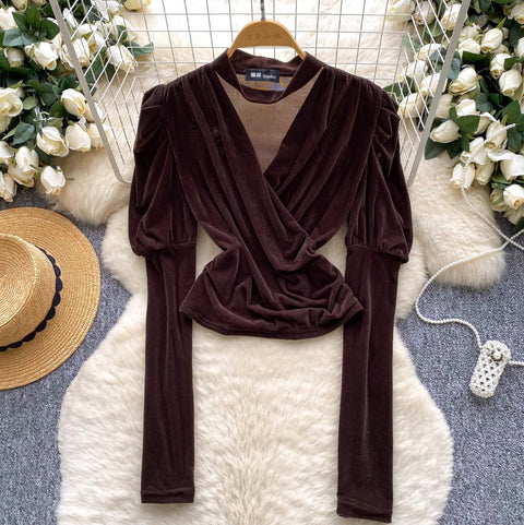 V-neck Halter Velvet Bottoming Top