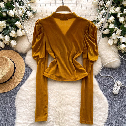 V-neck Halter Velvet Bottoming Top