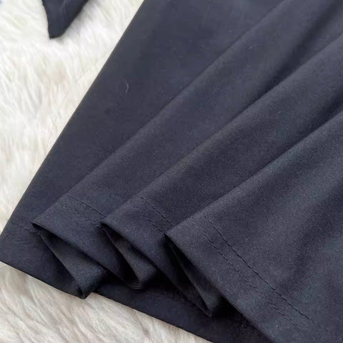 Flared Sleeve Slim-fit Black Dress