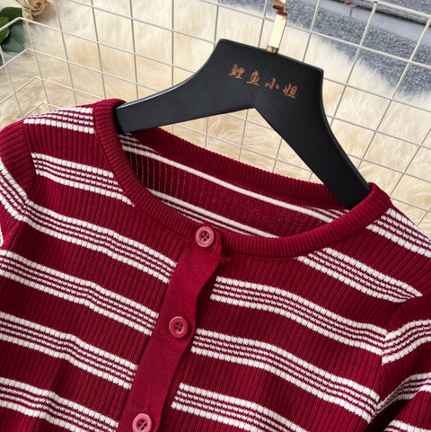 Cardigan & Slip Dress Striped 2Pcs